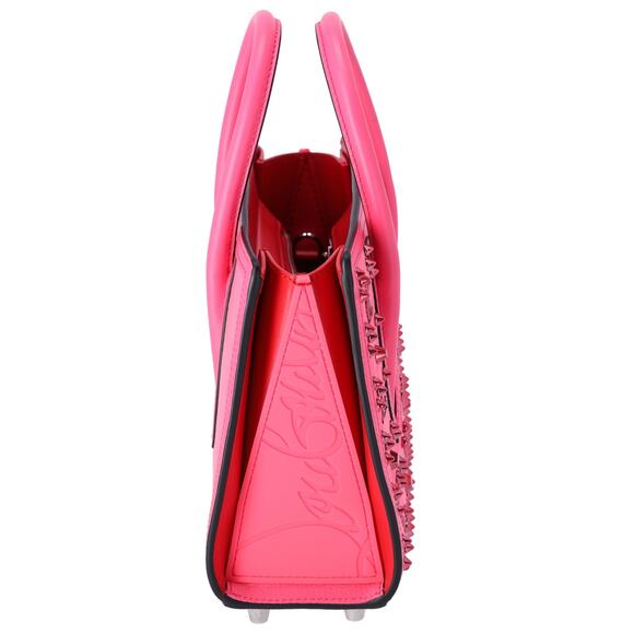 Christian Louboutin Studded Paloma S Small Satchel Pink Logo Suede Shoulder Bag - Picture 7 of 8